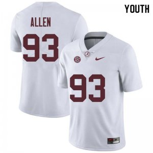 NCAA Youth Alabama Crimson Tide #93 Jonathan Allen Stitched College Nike Authentic White Football Jersey JG17J10EF